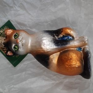 Calico Cat Pet Animal Old World Christmas Glass Ornament Kitty Kitten Keepsake